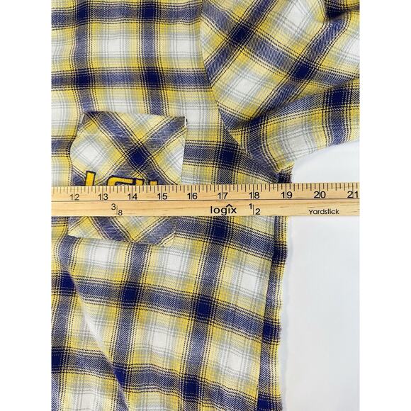 Women’s Plaid Flannel Button-Down LSU Tiger Shirt With Roll-Up Sleeves Sz M - Picture 11 of 14